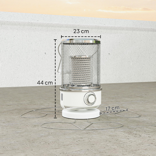Outsunny 2000W Patio Electric Heater with 10-20㎡ Coverage, Separation Coil, Freestanding Outdoor Infrared Heater with Tip-Over Protection, Overheat Protection, Handle for Indoor and Outdoor Use, White