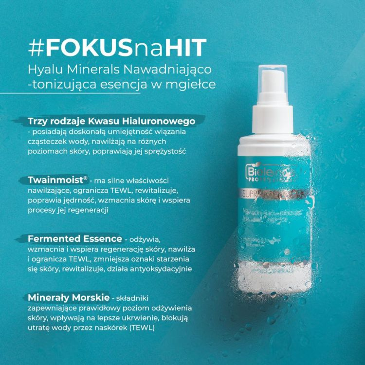 Bielenda Professional SupremeLab Hyalu Minerals Nawadniająco-Tonizująca Esencja w Mgiełce 150ml