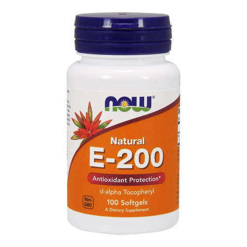 Now Foods Vitamin E-200 Natural Wspiera Odporność 100 Kapsułek