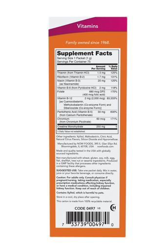 Now Foods Vitamin B-12 Instant Energy Supports Concentration and Well-being 75 Sachets