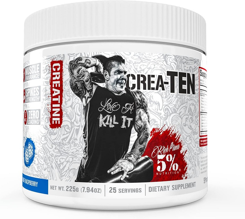 5% Nutrition Crea-TEN Legendary Series Blue Raspberry Creatine Blend For Strength and Muscle Mass 225g