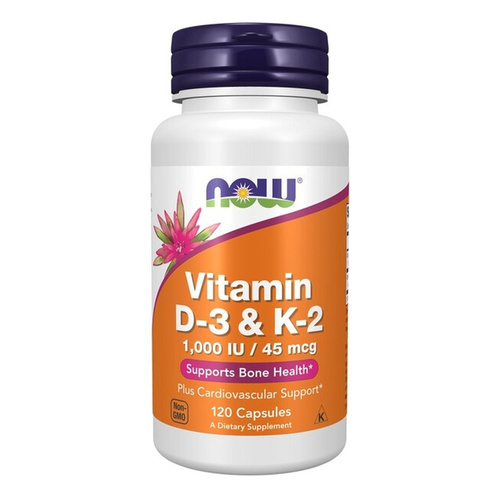 Now Foods Vitamin D-3 & K-2 Wspomaga Prawidłowe Funkcjonowne Systemu Immunologicznego i Zdrowie Kości 120 Kapsułek