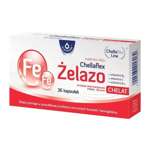 Chellaflex ŻELazo, + witamina B6, C, B12, 36 kapsułek