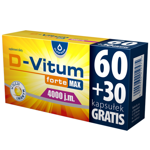 Oleofarm D-Vitum Forte Max 4000 IU for Healthy Bones and Teeth 90 Capsules