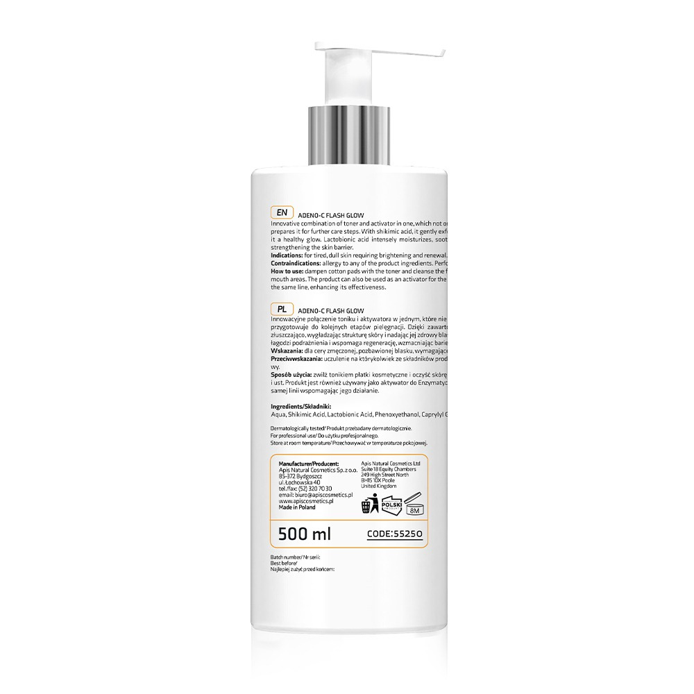 Apis Professional Adeno-C Flash Glow 2in1 Brightening Toner and Activator 500ml