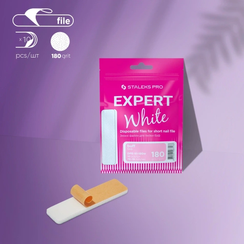 Staleks Pro Expert Disposable White Adhesive Nail Files EXPERT 51 240 Grit Short Straight 10pcs