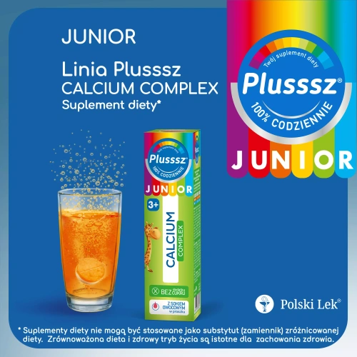 Plusssz Junior 3+ Calcium Complex Preparation for Children for Healthy Bones and Teeth 20 Tablets