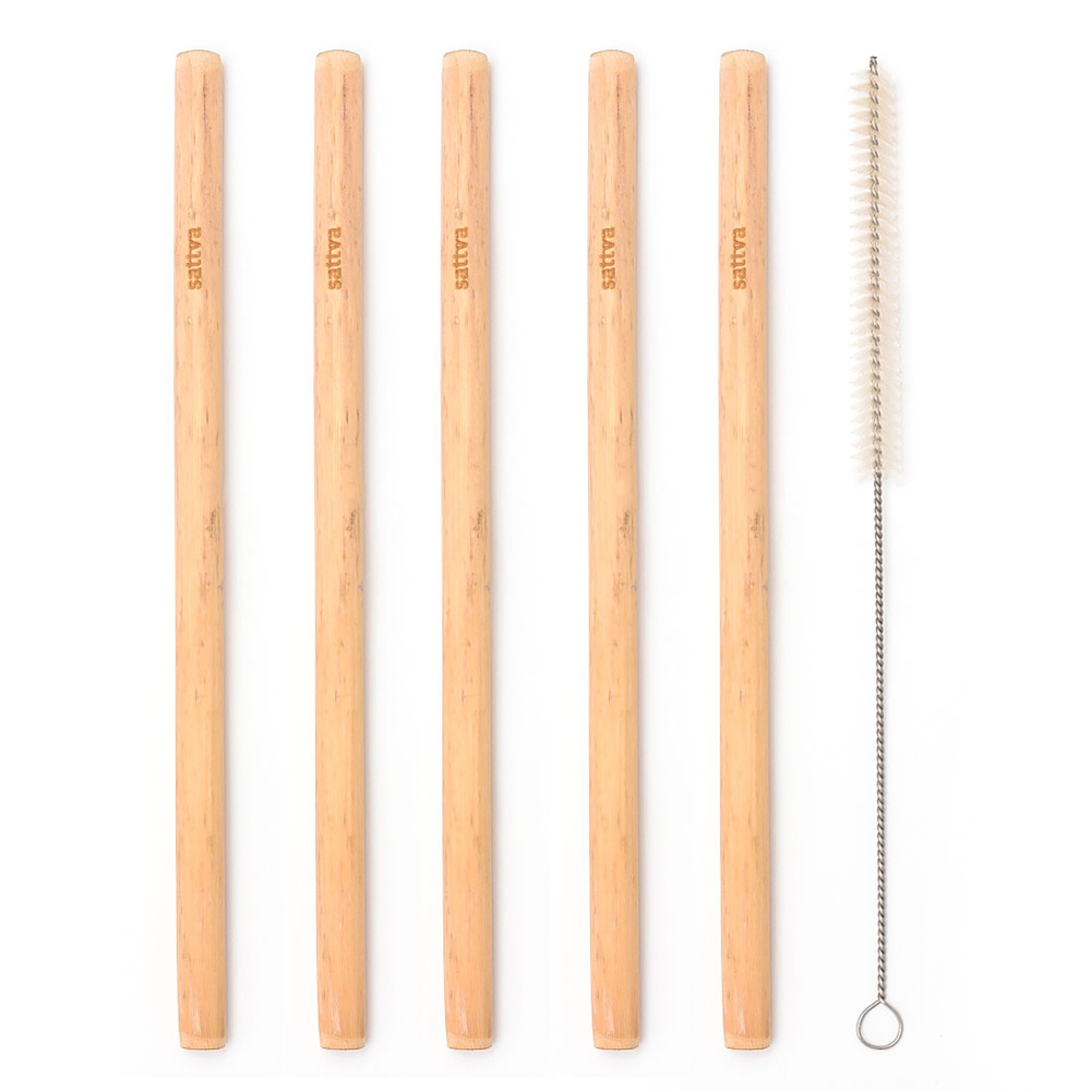 Sattva Ayurveda Bamboo Straws with Cleaner 5+1