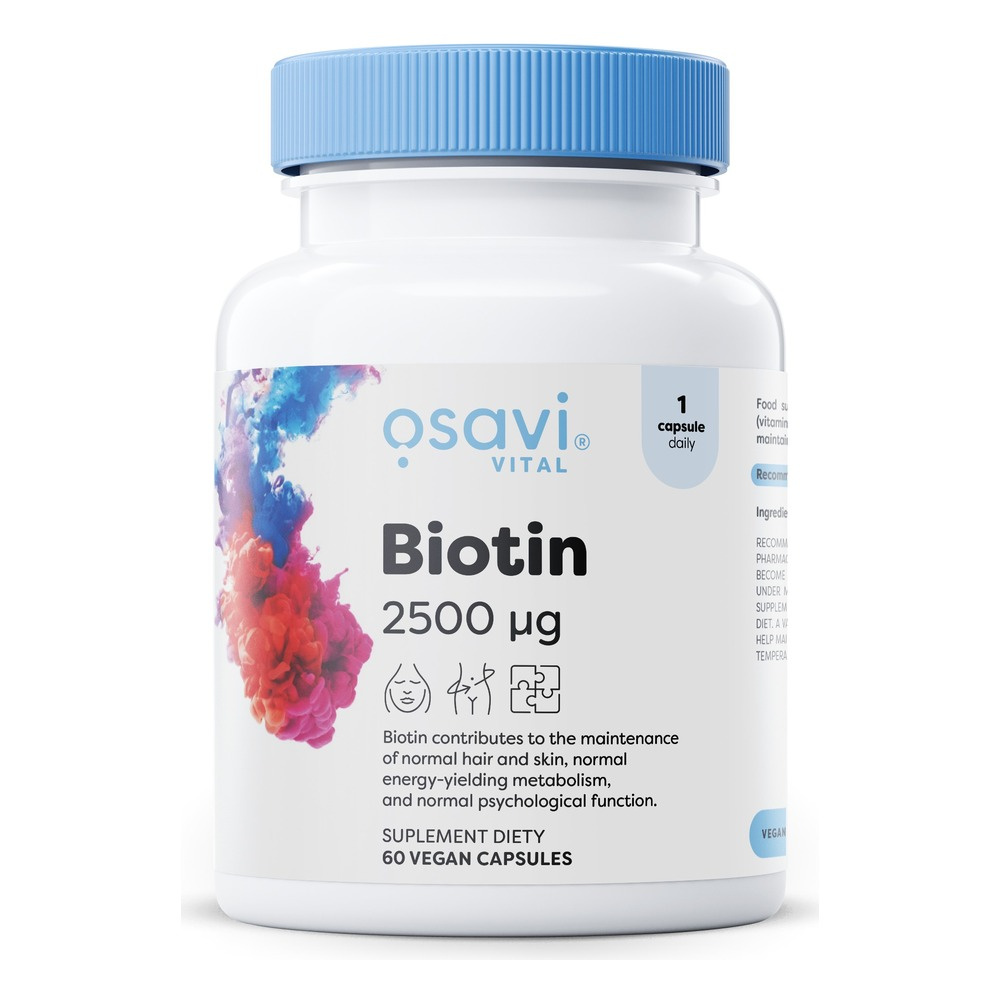 Osavi Biotin 2500mcg for Healthy Hair and Skin 60 Vegan Capsules