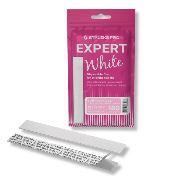 Staleks Pro Expert White Disposable Straight Nail File Refills 180 DFE-20-180w 30pcs