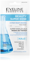 Eveline Beauty Super Dose Nawilżająca Maska do Twarzy z Kwasem Hialuronowym dla Skóry Suchej i Odwodnionej 8ml