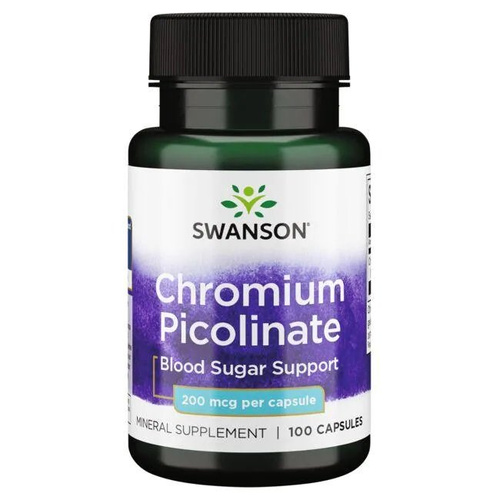 Swanson Chromium Picolinate 200mcg Pikolinian chromu 100 Kapsułek