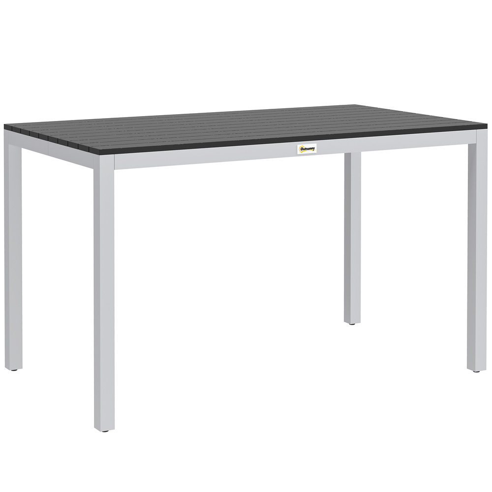 Outsunny Garden Table for 4-6, 120 x 70 cm Outdoor Dining Table with Rust-Resistant Aluminium Frame, Easy Maintenance Slatted Top, for Patio, Terrace, Balcony, Black