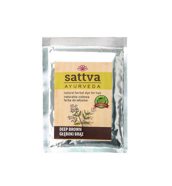 Sattva Ayurveda Natural Herbal Hair Dye Henna Deep Brown Sachet 10g