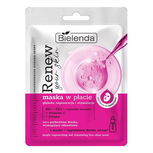 Bielenda Renew Your Skin Professional Deeply Regenerative and Stimulating Sheet Mask with Vitamin C 1 Piece
