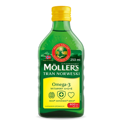 Mollers Norwegian Tran Omega 3 600 IU Vitamin D Lemon 250ml 