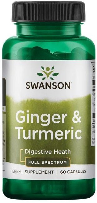 Swanson Ginger & Turmeric Imbir i Kurkuma 60 Kapsułek