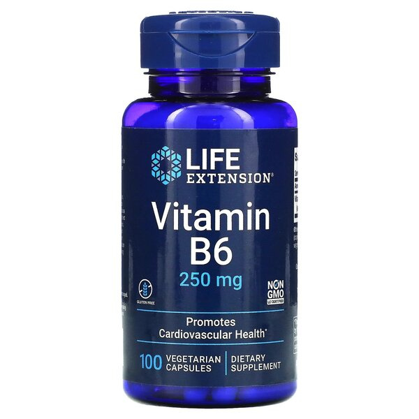 Life Extension Witamina B6 250mg Na Wsparcie Metabolizmu i Układu Nerwowego 100 Kapsułek