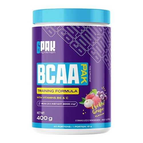 6PAK BCAA Pak, Liczi i winogrono 400g