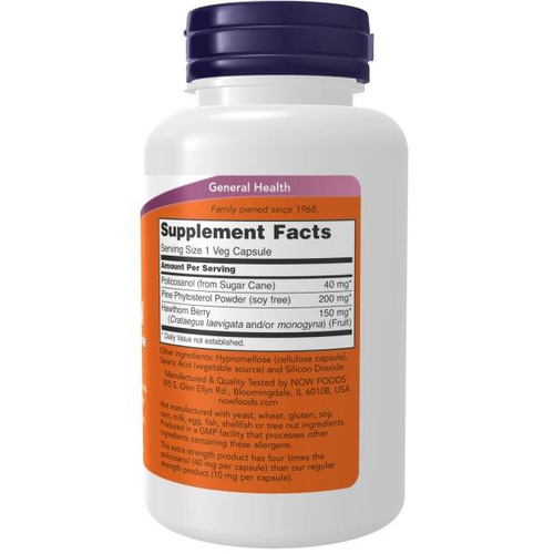 Now Foods Policosanol 40mg Extra Strength 90 Vcapsules
