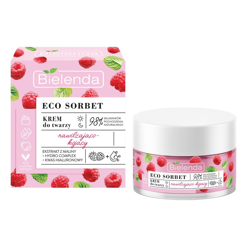 BIELENDA ECO SORBET RASPBERRY, moisturizing and soothing day&night cream, 50ml
