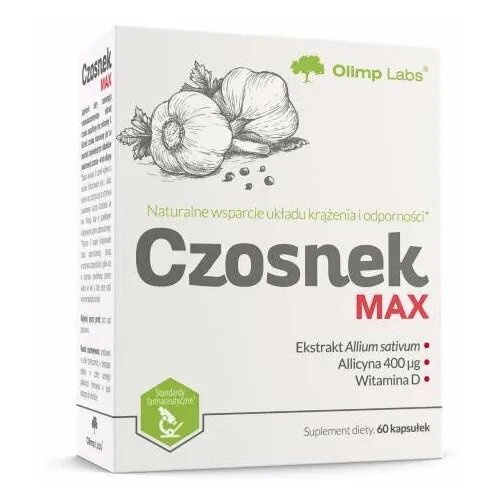 Olimp Czosnek Max Naturalne Wsparcie Układu Krążenia i Odporności 60 Kapsułek Best Before 05.07.26