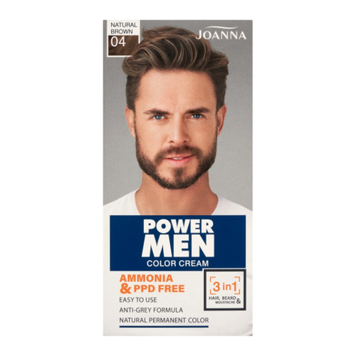 Joanna Power Men Color Cream 3in1 Hair Dye for Men No. 04 Natural Brown 1 Piece