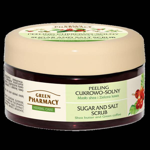 GREEN PHARMACY sugar and salt peeling, Shea butter and green coffee 300ml