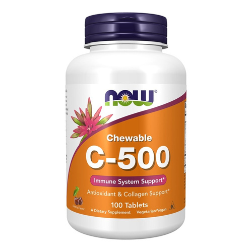 Now Foods Vitamin C-500 Chewable Berry Cherry Flavor 100 Tablets