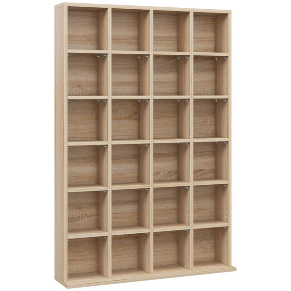 HOMCOM CD Storage Unit with Adjustable Shelves, Suitable for up to 456 CDs, 89 x 130.5 cm, Nature Wood Finish