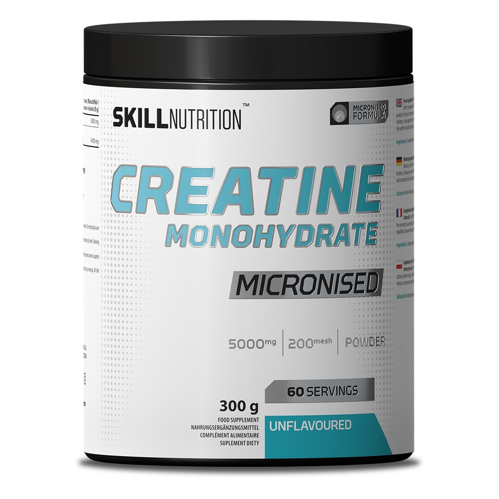 Skill Nutrition Micronised Creatine Monohydrate Unflavoured For Strength and Muscle Growth 300g