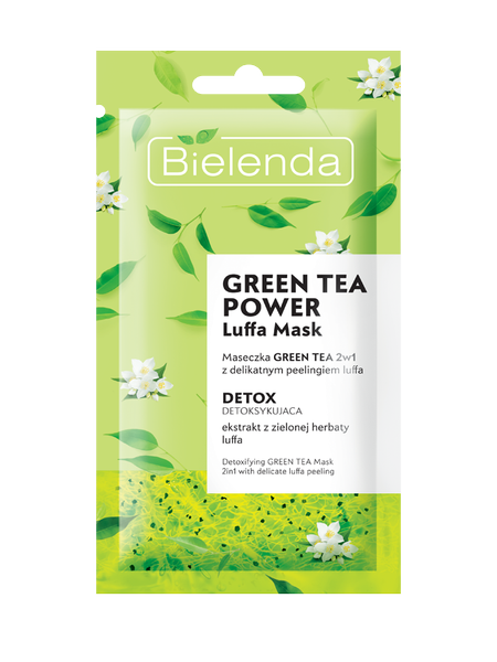 BIELENDA GREEN TEA POWER Luffa Mask DETOXIFYING 2IN1 with delicate luffa peeling