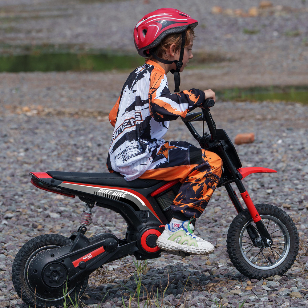 HOMCOM 24V Electric Motorbike 18km/h with Twist Grip Throttle, Enhanced Power and Extended Range - Red