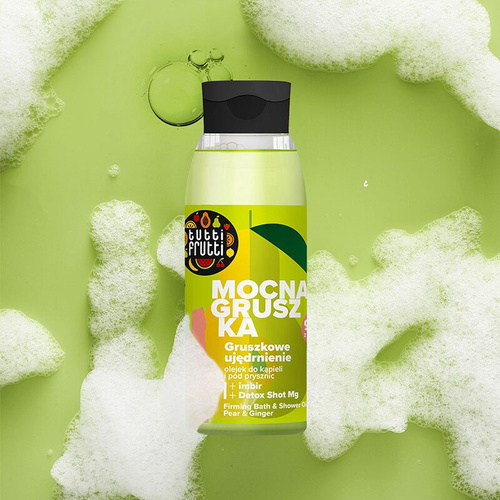 Tutti Frutti Mocna Gruszka Ujędrniający Olejek do Kąpieli i pod Prysznic Gruszka i Imbir + Detox Shot Mg 400ml