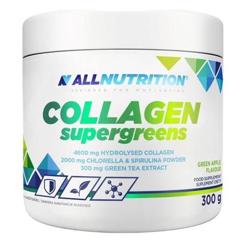 AllNutrition Collagen Supergreens Green Power for Skin Hair and Vitality Green Apple 300g