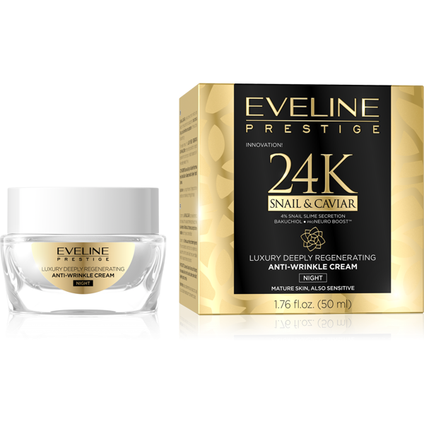 Eveline Prestige 24K Snail & Caviar Luksusowy Głęboko Regenerujący Krem Przeciwzmarszczkowy na Noc 50ml