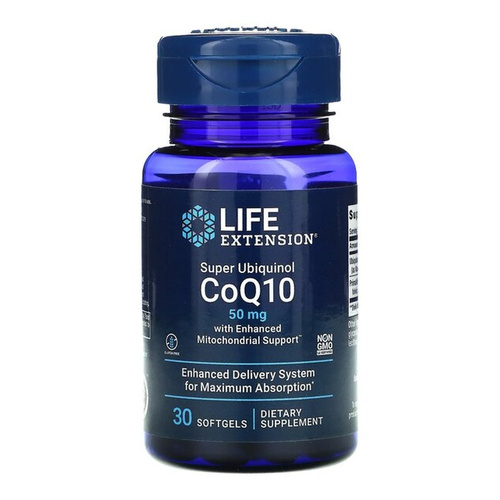 Life Extension Super Ubiquinol CoQ10 50mg with Enhanced Mitochondrial Support for Cellular Energy 30 Softgels