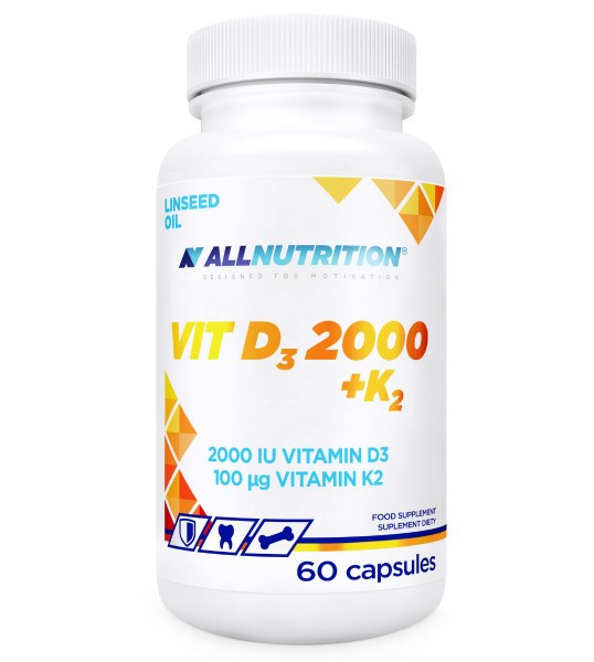 Allnutrition Witamina D3 2000 K2 Suplement Diety Na Zdrowe Kości i Odporność 60 Kapsułek