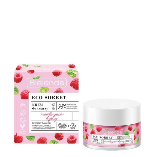 BIELENDA ECO SORBET MALINA, nawilżająco-kojący krem na dzień i noc, 50ml