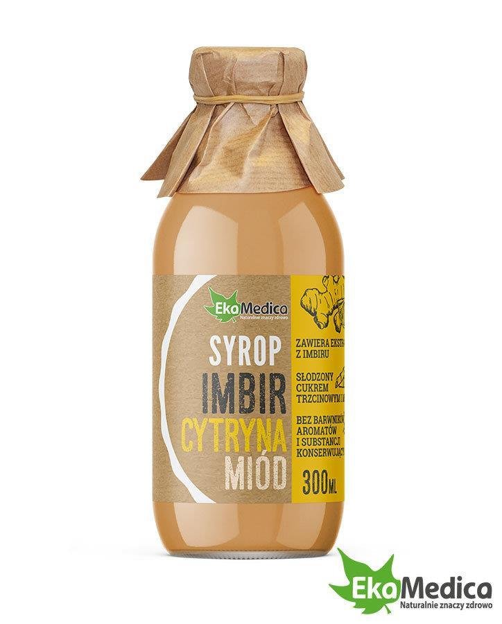 EkaMedica Ginger Syrup with Lemon Juice and Honey without Dyes 300ml