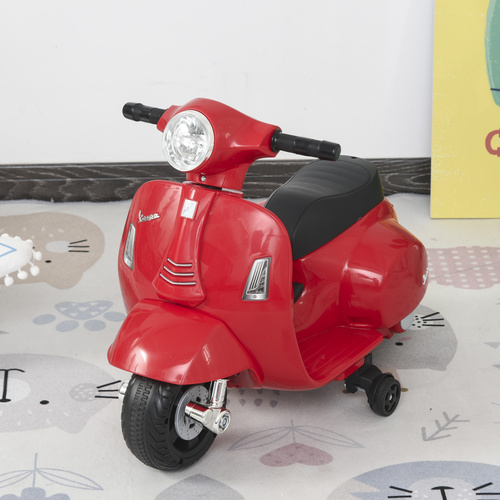 HOMCOM Vespa Licensed 6V Kids Electric Motorbike Ride On Motorcycle Battery Powered for 18-36 Months with Horn Light Red