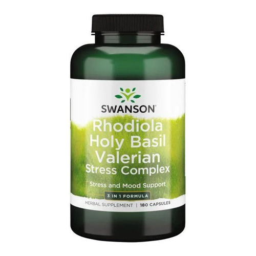 Swanson Rhodiola Holy Basil Valerian Stress Complex 180 Capsules