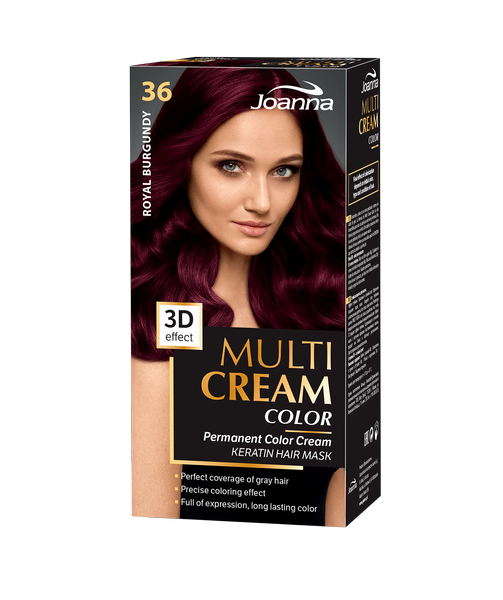 Joanna Multi Cream Color Farba do Włosów z Efektem 3D z Długotrwałym Efektem Nr 36 Królewski Burgund 1 Sztuka