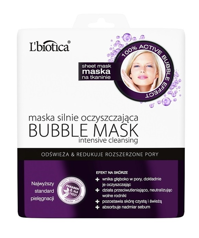 L'BIOTICA Mask Bubble Mask, highly cleansing mask, on fabric, 23ml