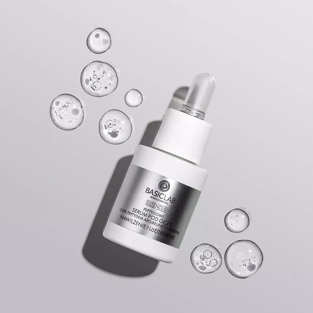 BasicLab Dermocosmetics Serum Peptydowe pod Oczy z Argireliną 10% Nawilżenie i Ujędrnienie na Dzień i na Noc 15ml