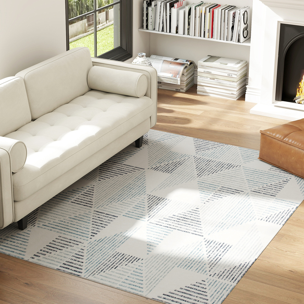 HOMCOM Modern Area Rug, Geometric Pattern Non-Slip Washable Rug, Soft Floor Carpet for Living Room, Bedroom, Dining Room, Home Office, 230 x 160 cm, Multi-Coloured