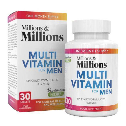 Millions & Millions Multi Vitamin Men dla Ogólnego Zdrowia i Dobrego Samopoczucia Mężczyzn 30 Tabletek