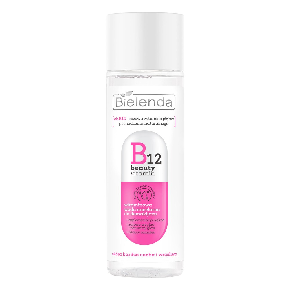 Bielenda B12 Beauty Vitamin Witaminowa Woda Micelarna do Demakijażu dla Skóry Bardzo Suchej i Wrażliwej 200ml Best Before 31.10.26