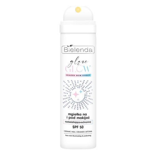 Bielenda GLAZE & GLOW Illuminating & Protective Makeup Mist for Use Over and Under Makeup, SPF 50, 75ml