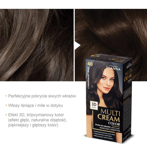Joanna Multi Cream Color 3D Effect Farba Nr 40 Cynamonowy Brąz 1 Sztuka